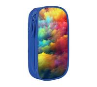 bnmklda Trousse à crayons double couche avec imprimé nuages arc-en-ciel - Grande capacité - Pour fournitures scolaires et de bureau - Noir, bleu, One Size, Moderne