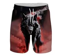 BNMKYTWASJP Pantalon de bain 3D loup pour homme, short de plage, pantalon de bain chaud, été, sport, course à pied, Homme 6, L
