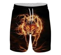 BNMKYTWASJP Pantalon de bain 3D loup pour homme, short de plage, pantalon de bain chaud, été, sport, course à pied, Homme1, 3XL