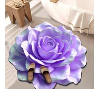 BNMKYTWASJP Tapis de sol en velours cristal 3D à grande fleur pour porte de salle de bain (A-03,100 x 100 cm)