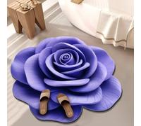 BNMKYTWASJP Tapis de sol en velours cristal 3D à grande fleur pour porte de salle de bain (A-04,60 x 60 cm)