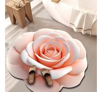 BNMKYTWASJP Tapis de sol en velours cristal 3D à grande fleur pour porte de salle de bain (A-05,100 x 100 cm)
