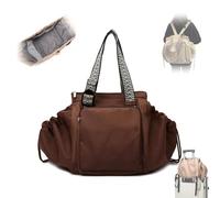 BnMvF Grand sac fourre-tout pour femmes avec 15 poches - sac à main organisateur de voyage multifonctionnel, sac à couches de travail spacieux pour un usage quotidien (Marron)