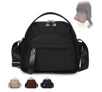 BnMvF Sac à bandoulière en nylon léger pour femmes, sac à bandoulière croissant avec fermeture éclair, sac à main décontracté de couleur unie (Noir)