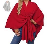 BnMvF Simplifyleast Shawl Wrap, élégant châle enveloppe un pull poncho ouvert sur le devant, cape écharpe de couleur unie (plusieurs couleurs) (Rouge Vin)