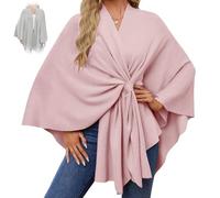 BnMvF Simplifyleast Shawl Wrap, élégant châle enveloppe un pull poncho ouvert sur le devant, cape écharpe de couleur unie (plusieurs couleurs) (Rose)