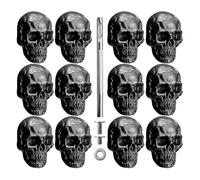 Bnnlqpsttg 12pcs Skull Rivets Buttons Stud Conchos Pins pour Artisanat du Cuir, Ceintures en Cuir, Chaussures, Tissus