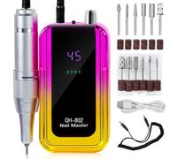 Bnnlqpsttg Ponceuse à Ongles Électrique Rechargeable 45 000 Tr/Min, Ponceuse à Ongles à Faible Bruit, Machine de Manucure Rose