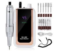 Bnnlqpsttg Ponceuse à Ongles Électrique Rechargeable 45 000 Tr/Min, Ponceuse à Ongles à Faible Bruit, Machine de Manucure Blanche