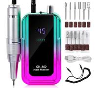 Bnnlqpsttg Ponceuse à Ongles Électrique Rechargeable 45 000 Tr/Min, Ponceuse à Ongles, Machine de Manucure à Faible Bruit, Colorée, Verte