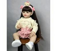 BNNPUU Poupée Réaliste Reborn 55 cm Vinyle Silicone Poupée Reborn Realiste Garçons Filles Cadeau De Jouet Robe Jaune Fleurie Nouveau-né, pour Enfants 3 Ans Et Plus