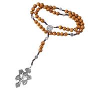 Bnojjellol Chapelet de prière catholique en bois avec médailles de pardon - Accessoires religieux pour communion et baptême - Accessoires de pleine conscience, One Size, Comme décrit, Comme décrit.