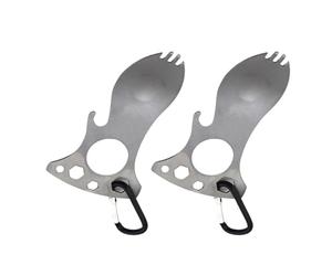 Bnojjellol Fourchette multifonction en acier inoxydable 3Cr13 - Ustensiles de camping parfaits pour la survie en milieu sauvage - Assemblage facile - Fourchette multifonction