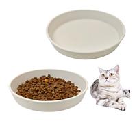 BNOSDM Lot de 2 assiettes plates en silicone pour chat et chiot - Pour petits chiens et chats - Assiettes pour nourriture sèche et humide - Beige