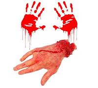 BNOYONERAS Halloween Fausses Mains, Fausse Main Halloween, Halloween Faux sanglante Mains, Accessoires de Mains Simulés pour Halloween, Fausse Main Realiste Horror Sanglante pour Accessoire de Fête