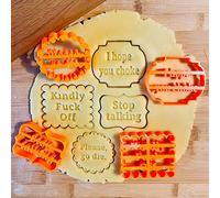 BNOYONERAS Lot de 4 emporte-pièces pour biscuits avec de bons vœux - Formes pour biscuits de pâtisserie - Emporte-pièces amusants avec des phrases drôles et irrespectueuses