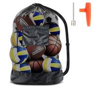 BNOYONERAS Sac de Ballon en Filet, Grand Capacité Sac de Ballon, Sacs de Rangement pour Football avec Cordon de Serrage Bandoulière pour Basket-Ball Football Volley-Ball, Tennis, 24 * 36in, Noir