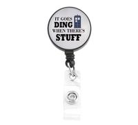 BNQL Badge rétractable avec pince crocodile pour les fans de la série télévisée It Goes Ding When There's Stuff