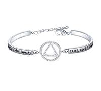 BNQL Bracelet alcooliques anonymes AA - Cadeau de sobriété - Bracelet de récupération - Cadeau sobre pour femme, Acier inoxydable