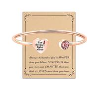 BNQL Bracelet de sensibilisation au cancer du sein avec ruban rose « She Doesn't Fight Alone », L, Acier inoxydable, Sans pierre précieuse