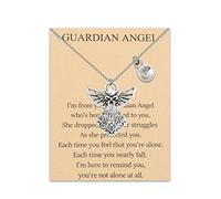 BNQL Collier ange gardien avec pierre de naissance de 12 mois - Pendentif ange - Pierre de naissance - Bijoux pour femmes et filles, Acier inoxydable