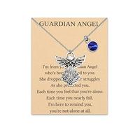 BNQL Collier avec pendentif ange gardien avec pierre de naissance de 12 mois - Pour femmes et filles, Acier inoxydable