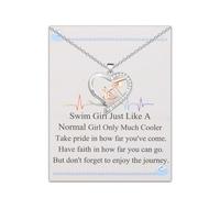 BNQL Collier de natation pour femmes et filles - Cadeau de natation pour nageur, bijou de natation, cadeau pour les entraîneurs de natation, équipe d'amoureux, Acier inoxydable