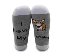 BNQL Lot de 2 paires de chaussettes amusantes pour chihuahua avec inscription « I Love My Chihuahua » - Cadeau fantaisie pour les amoureux des chiens - Cadeau pour femme, 2 paires de chaussettes I