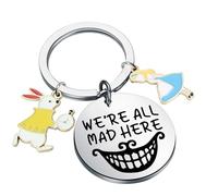 BNQL Porte-clés Alice - Cadeau inspiré d'Alice - Cadeau pour fan de film de dessin animé « We'Re All Mad Here »
