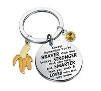 BNQL Porte-clés banane avec inscription « You Are Braver Stronger Smarter Loved Than You Think », L, Acier inoxydable