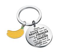 BNQL Porte-clés en forme de banane avec inscription « You Are Braver Stronger Smarter Loved Than You Think », L, Acier inoxydable,