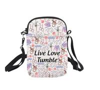 BNQL Sac à bandoulière de gymnastique, cadeau pour les amateurs de gymnastique, cadeau d'équipe de gymnastique, cadeau Live Love Tumble Gymnaste