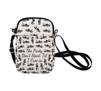 BNQL Sac à bandoulière pour chaussures - Cadeau amusant pour les amateurs de chaussures - The Party Don't Start 'Til I Shoe In Shoe In Shoe Party Shoe Sling Bag, blanc, 8.26*5.9 inches