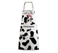 BNQL Tablier avec poches pour les amateurs de vache, cadeau amusant avec poches, motif vache noir et blanc, tablier animal de la ferme, not in the mooooooood, L