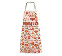 BNQL Tablier de cuisine pour tomates « I Love Tomatoes » - Tablier végétalien avec poches - Cadeau pour les amateurs de tomates fruitariennes, I Love Tomatoes, L