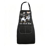 BNQL Tablier de vache avec poches - Cadeau pour les amateurs de vache - Hey We Herd That - Tabliers d'animaux de la ferme - Tablier de pâtisserie pour homme et femme