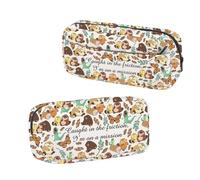 BNQL Trousse à crayons avec motif lézard et castor avec inscription « Caught in The Friction I'm On a Mission »