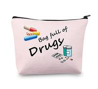 BNQL Trousse à maquillage multicolore avec motif dessin animé « Bag full of drugs » pour les voyages, femmes et adultes, Sac rose pour drogues, 1 x