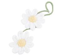 BNREOZA 1 Pièce Crochet Daisy Car Charm Chain, Cute Rear View Mirror Charm, Handmade Daisy Tassel Pendentif, Car Accessories, Car Interior Aesthetics (White)