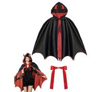 BNREOZA 1 Pièce Halloween Lady Costume, Halloween Costume Lady Vampire Cloak, Red Devil Cloak for Ladies, Cloak with Hood, Halloween Devil Costume for Ladies