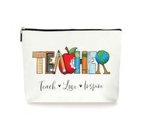 BNREOZA 1 Piece Teacher's Day Makeup Bag, Multi-Purpose Cosmetic Bag, Canvas Pencil Case, Toiletries Fun Travel Bag with Zipper School Supplies Gifts