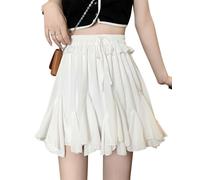BNREOZA 1 Piece White Ladies Mini Skirt, Sexy Skirt, Ruffle Skirt, Short Pleated Skirt, A-line Skirt, White Halter Skirt, Versatile Dress Slip Skirt (Size M)