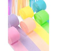 BNREOZA 6 Pcs de papier croustillant coloré,ruban croustillant de couleur douce,ruban à tirer,papier croustillant pour décoration de fête,décoration d'anniversaire,décoration de mariage(4,5cm x 25m)