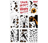 BNREOZA 9 Pieces Halloween Window Mural, Horror Halloween Window Stickers, Reusable Halloween Decorated Windows,... Autocollants pour fenêtre de sorcière, chauve-souris, araignée, citrouille