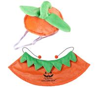 bnsggl Chapeau de citrouille d'Halloween pour animal domestique avec cape - Costume d'Halloween pour chien - Joli chapeau d'hiver pour carnaval