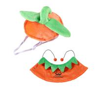 bnsggl Chapeau de citrouille d'Halloween pour animal domestique avec cape - Costume d'Halloween pour chien - Joli chapeau d'hiver pour carnaval