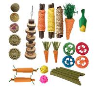 bnsggl Ensemble de jouets pour petits animaux de compagnie, rongeurs, bâton à mâcher en bois pour l'exercice et le soin des dents