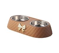 bnsggl Gamelle pour chat, style luxueux avec nœud décoratif, bol pour chien, bol en acier inoxydable lavable pour nourriture et eau