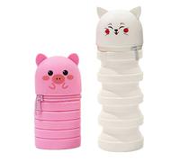 bnsggl Lot de 2 trousses télescopiques extensibles en silicone avec fermeture éclair pour enfants et étudiants, Cochon et chat, Trousses à crayons