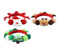 bnsggl Lot de 3 colliers pour animaux de compagnie sur le thème de Noël - Pour chats et chiens - Pompons en fourrure - Pour festival, célébration, événement